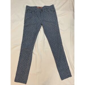 Crunch Girls Skinny Pants Size 7 Blue/White Star Print Slim Fit Cotton Spandex